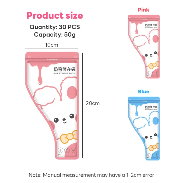 30pcs Disposable Baby Milk Powder Storage Bag Formula Plastic Leakproof BPA Free