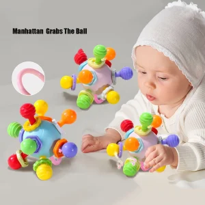 Manhattan Handball Food Grade Silicone Baby Teether Catching Skills Shake Sound