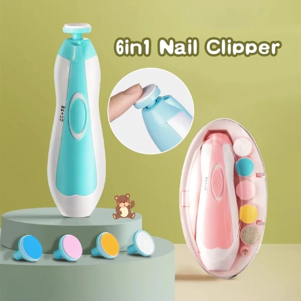 6 in 1 Electric Nail Trimmer File Clipper Baby Adult Pedicure Manicure Set