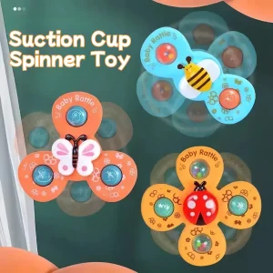 3Pcs Set Cartoon Finger Spinning Baby Spinner Bath Toys Wall Suction