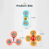 3Pcs Set Cartoon Finger Spinning Baby Spinner Bath Toys Wall Suction
