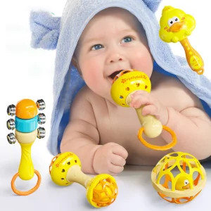 Yellow Duck Baby Rattle Sets Teether Early Educational Toys