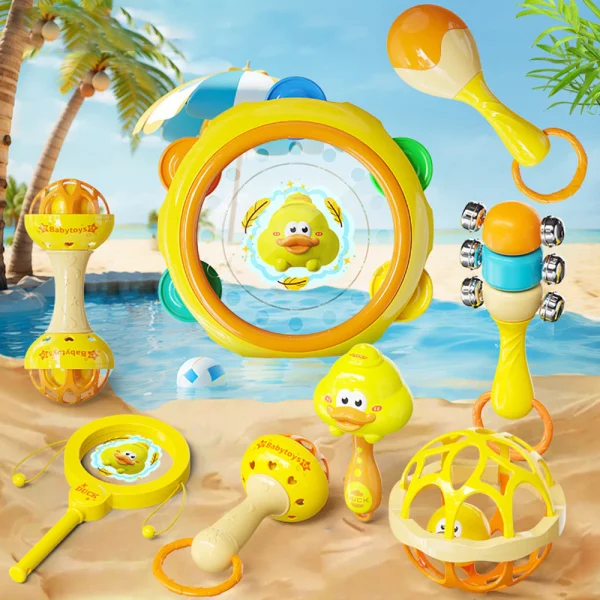 Yellow Duck Baby Rattle Sets Teether Early Educational Toys