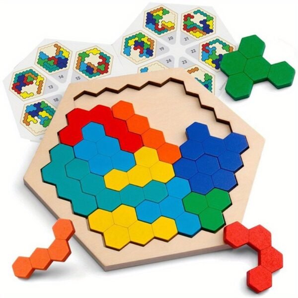 1719738459365-bd053849e2ca4d38a53978e1d44153aa-goods.jpeg 3D Hexagonal Wooden Tangram Puzzle IQ Brain Teaser Educational Toy for Preschool Children
