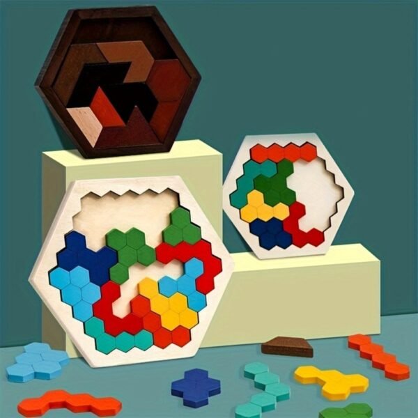1719738462232-76e12c54db5c4d8eb4d31c9994ef59f8-goods.jpeg 3D Hexagonal Wooden Tangram Puzzle IQ Brain Teaser Educational Toy for Preschool Children