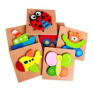 Thick Wooden Animal & Vehicle Puzzle Educational Toy Set for Kids Early Learning Play