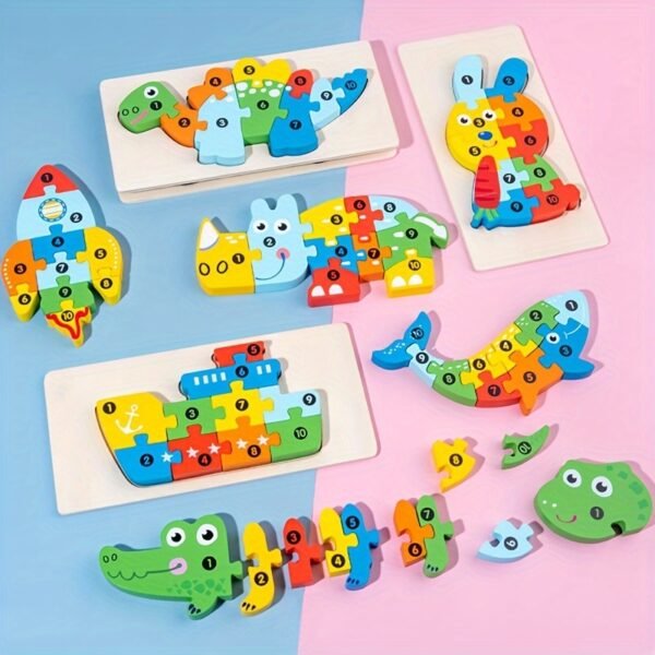 Wooden Animal Puzzle Educational Learning Toy Set for Kids Ages 3+ Creative Early Development Play