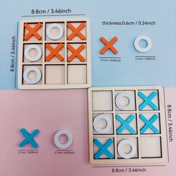 Wooden Double Player XO Tic-Tac-Toe Interactive Desktop Puzzle Game for Logical Thinking & Family Fun
