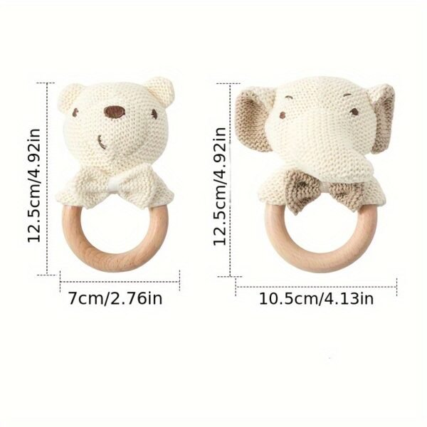 54b59f74-009f-11f0-b200-0a580a673132.jpg Beige Crochet Elephant Baby Rattle Teething Toy Soft Handheld Bow Tie Bear Sensory Learning Toy