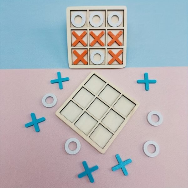 Wooden Double Player XO Tic-Tac-Toe Interactive Desktop Puzzle Game for Logical Thinking & Family Fun