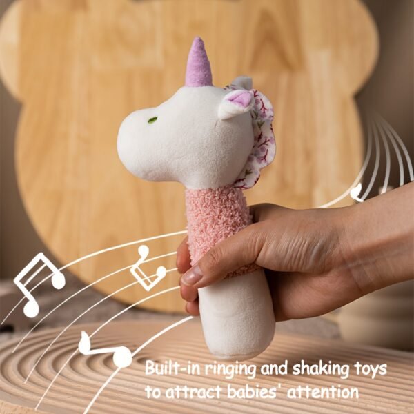 75acfdcc-dd23-4636-b2d9-501925d43f17.jpg Soft Plush Baby Animal Hand Rattle Toy Educational Sensory Toy for Infants Toddlers Dino & Unicorn Design