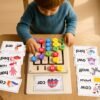 Educational Letter Matching Spelling Board Toy with 12 Double-Sided Learning Cards for Kids Early Education