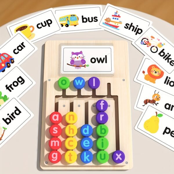 Educational Letter Matching Spelling Board Toy with 12 Double-Sided Learning Cards for Kids Early Education