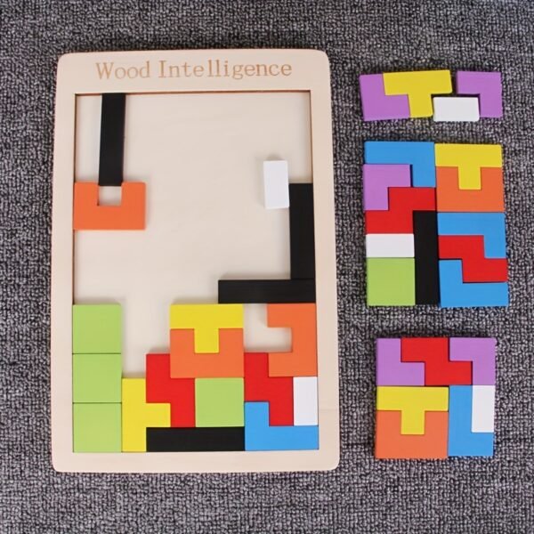 Colorful 3D Wooden Blocks Puzzle Brain Teaser Educational Toy for Kids Creative Learning Play