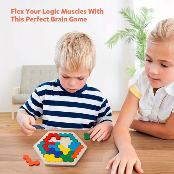 bbc849f9-7da6-4324-a4e6-ee8ef3dc07f0.jpg 3D Hexagonal Wooden Tangram Puzzle IQ Brain Teaser Educational Toy for Preschool Children