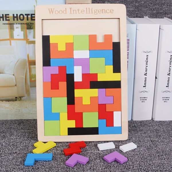 Colorful 3D Wooden Blocks Puzzle Brain Teaser Educational Toy for Kids Creative Learning Play