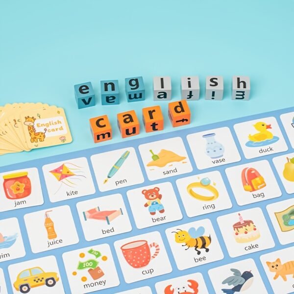 Wooden Blocks Spelling Game Educational Letter Matching Toy for Kids Early Learning & Vocabulary Development