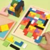 Colorful 3D Wooden Blocks Puzzle Brain Teaser Educational Toy for Kids Creative Learning Play